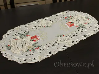 Bieżnik świąteczny 35x70 z dzwonkami z gipiury (cz)