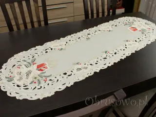 Długi bieżnik świąteczny 40x170 z dzwonkami z gipiury (cz)
