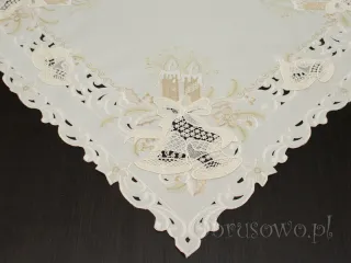 Serweta świąteczna 85x85 z dzwonkami z gipiury (be)