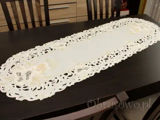 Bieżnik świąteczny 40x170 z dzwonkami z gipiury (be)