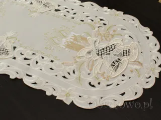 Bieżnik świąteczny 40x110 z dzwonkami z gipiury (be)