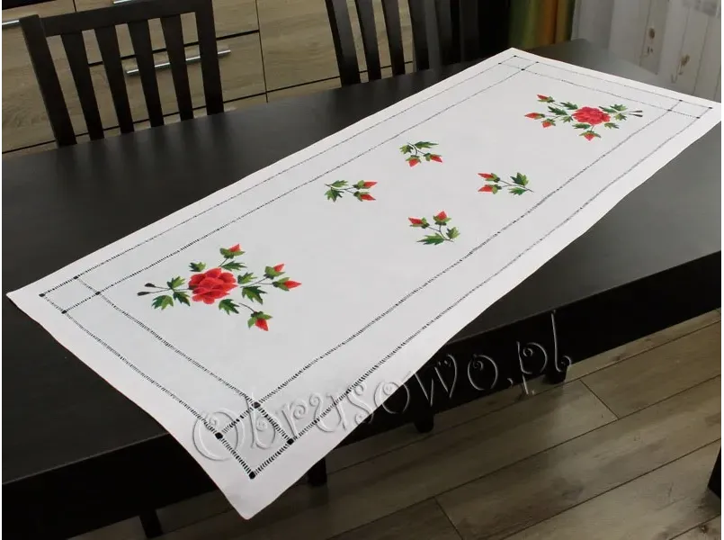 Bieżnik haftowany ręcznie "Róża" 50x140 (HM64a)