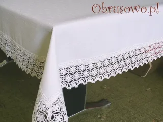 Obrus z koronką gipiurową biały