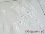 obrus lniany haft ręczny "Kwiat Jabłoni" 140x205