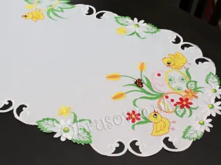 Długi bieżnik wielkanocny 40x160 "pisklęta na białym"