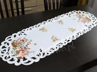 Bieżnik wielkanocny 40x110 "zajączki" biały