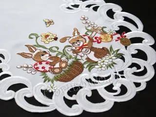 Bieżnik wielkanocny 40x110 "zajączki" biały