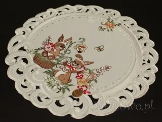 Serwetki wielkanocne Ø 40 "zajączki" ekri