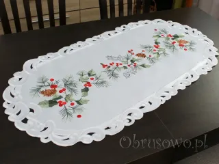 Haftowany bieżnik świąteczny 50x100 „Sosnowe gałązki”