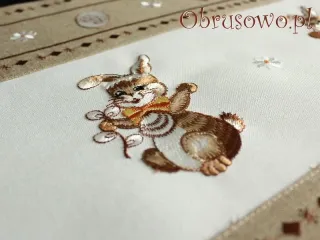 Bieżnik wielkanocny 40x160 zajączek brąz