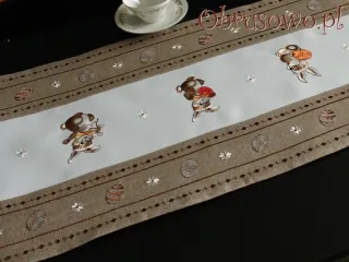 Bieżnik wielkanocny 40x160 zajączek brąz